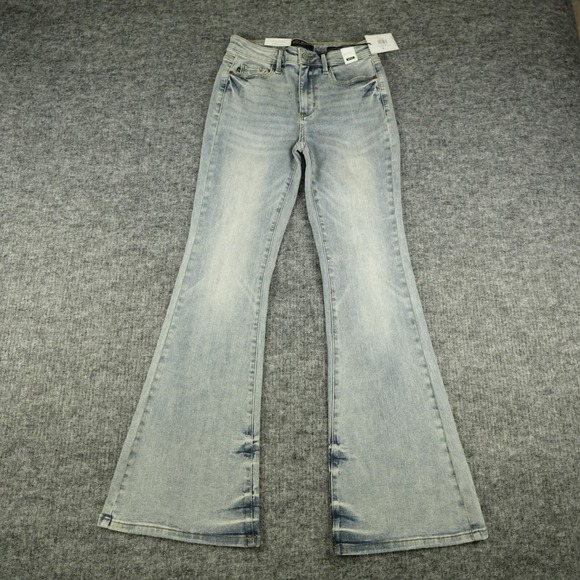 Judy Blue Denim - Judy Blue Jeans Womens 7/28 Denim Pin Tack Flare Mid Rise JB88655 Stretch Casual